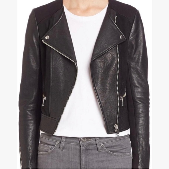 NEW Joie Iridessa Mixed Media Leather Moto Jacket - Picture 2 of 7